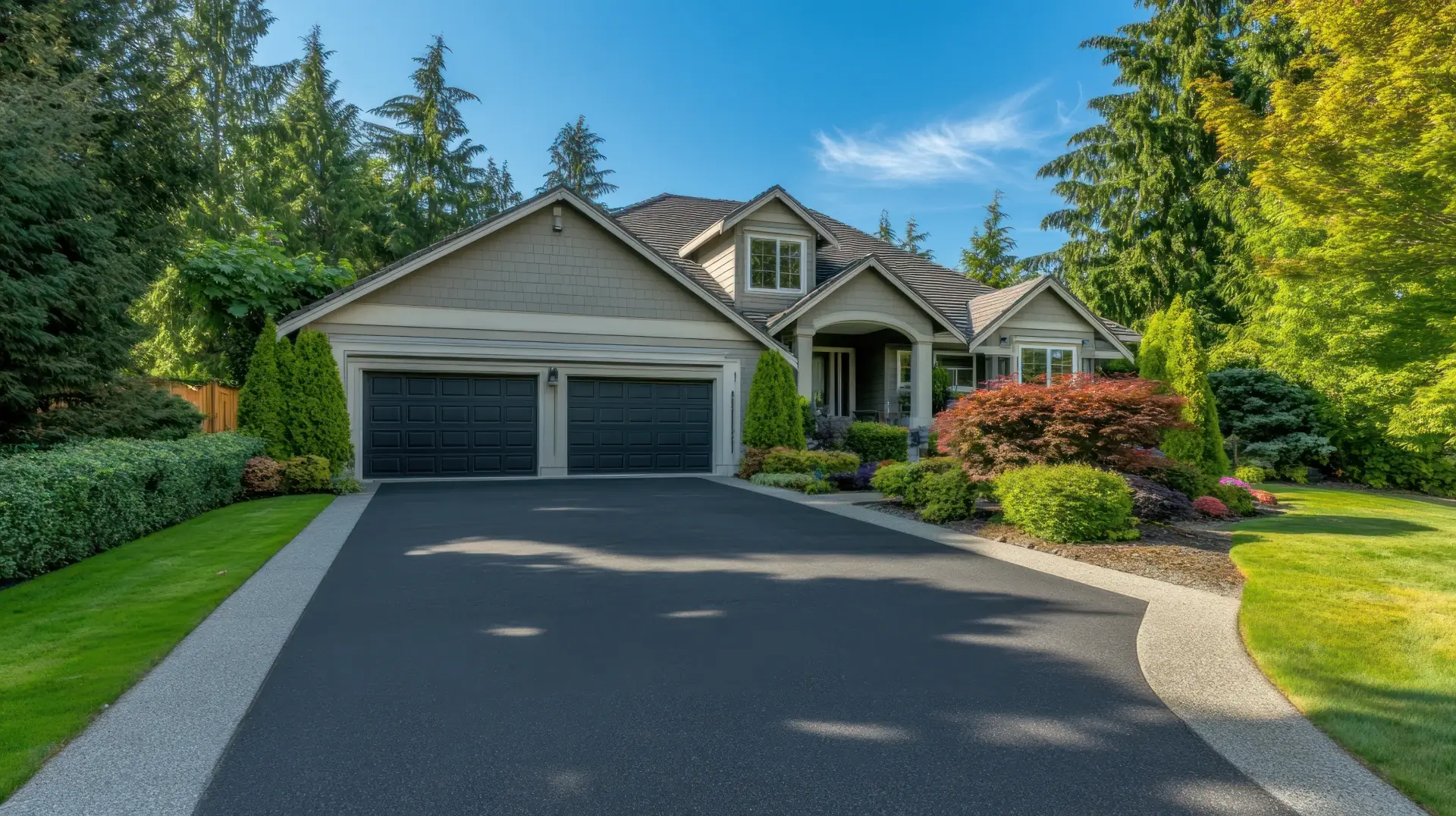 Driveway paving with hot asphalt